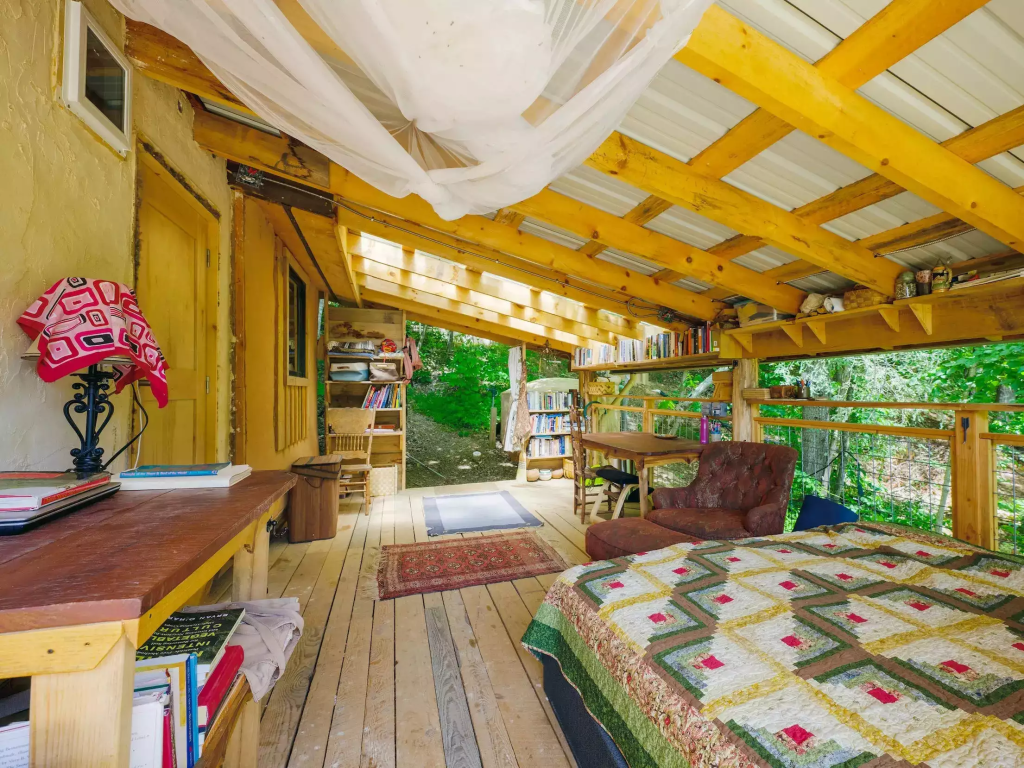 The back porch was created by extending the original blueprint of the house. 