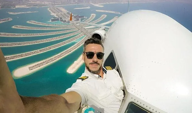 Pilot Taking a Selfie Out the Window of a Plane