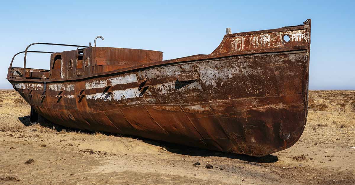 shipwreck in desert