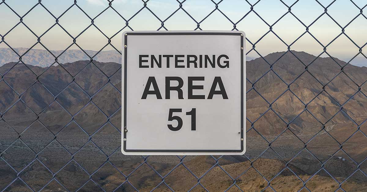 Area 51 sign on fence