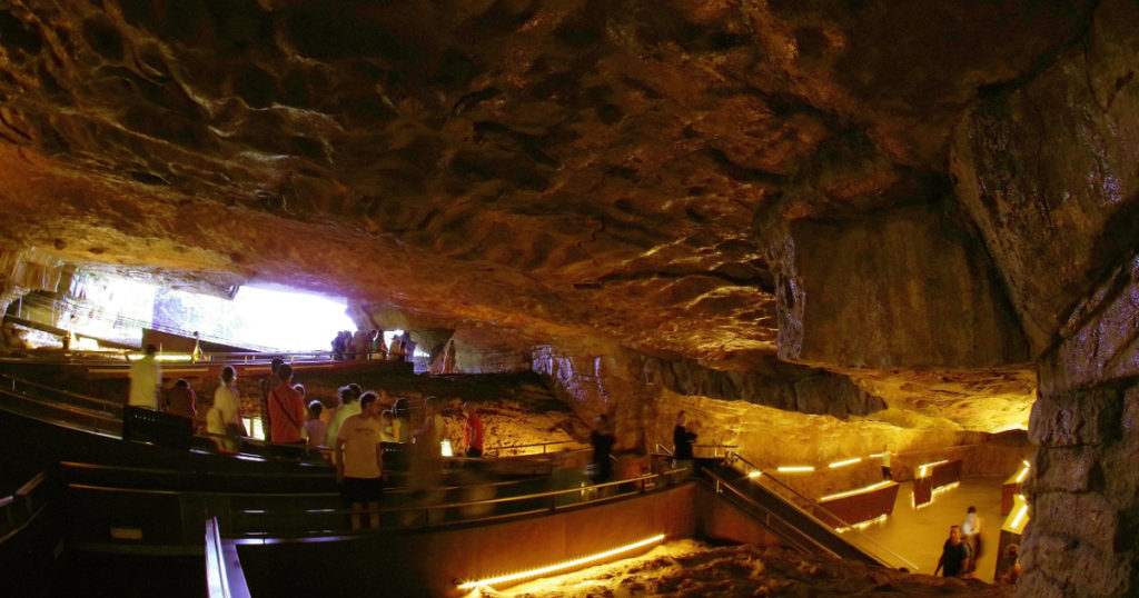 ALTAMIRA, CANTABRIA, SPAIN, JULY 29, 2018: Interior virew of Altamira Museum Cave, Cantabria, Spain, Europe
