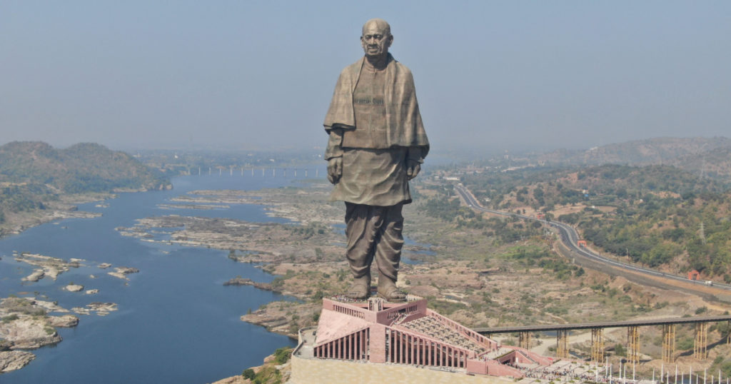 Statue of Unity aerial view taken at Narmada, Gujarat on 10/11/2018.
