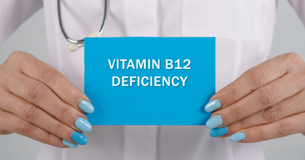 Medical concept meaning VITAMIN B12 DEFICIENCY with sign on the sheet.
