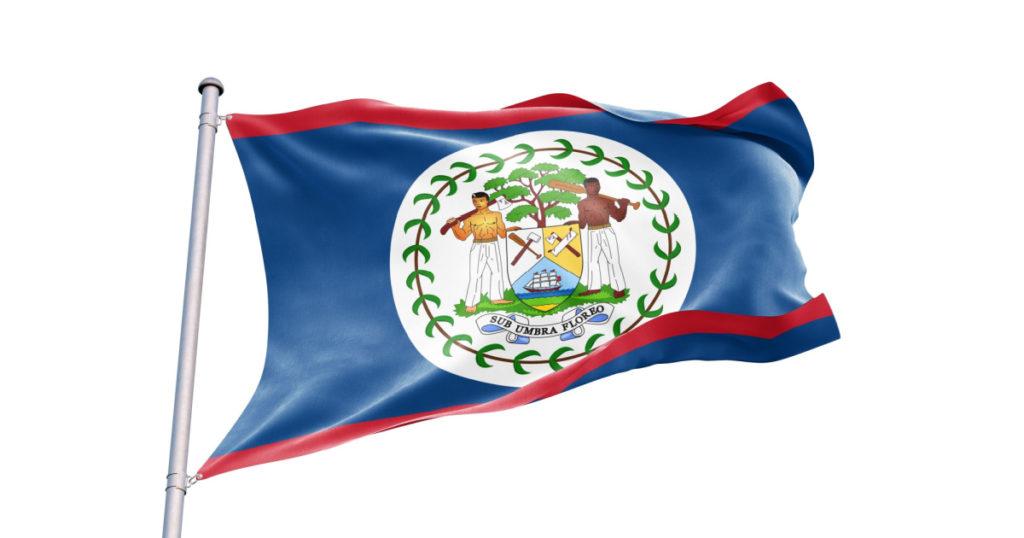 Waving flag of Belize in white background. Belize flag for independence day. The symbol of the state on wavy fabric.
