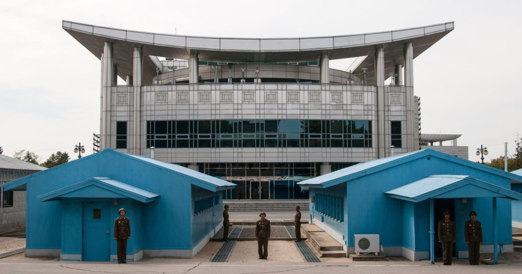 View from the North Korean side to the border with South Korea

