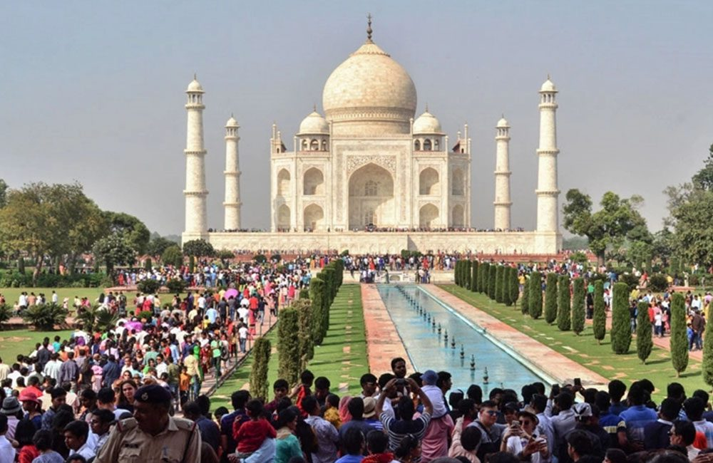 Taj Mahal, India, flocked to by tourists
