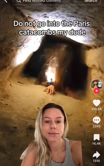 Amanda Rollins with her warning about the Paris Catacombs