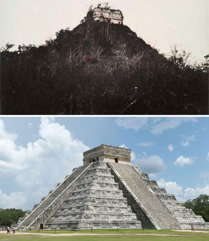 then and now: Chichen Itza 1892 And Now