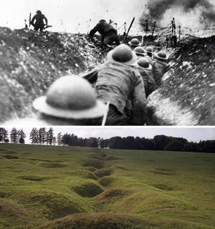 World War I Trenches then and now
