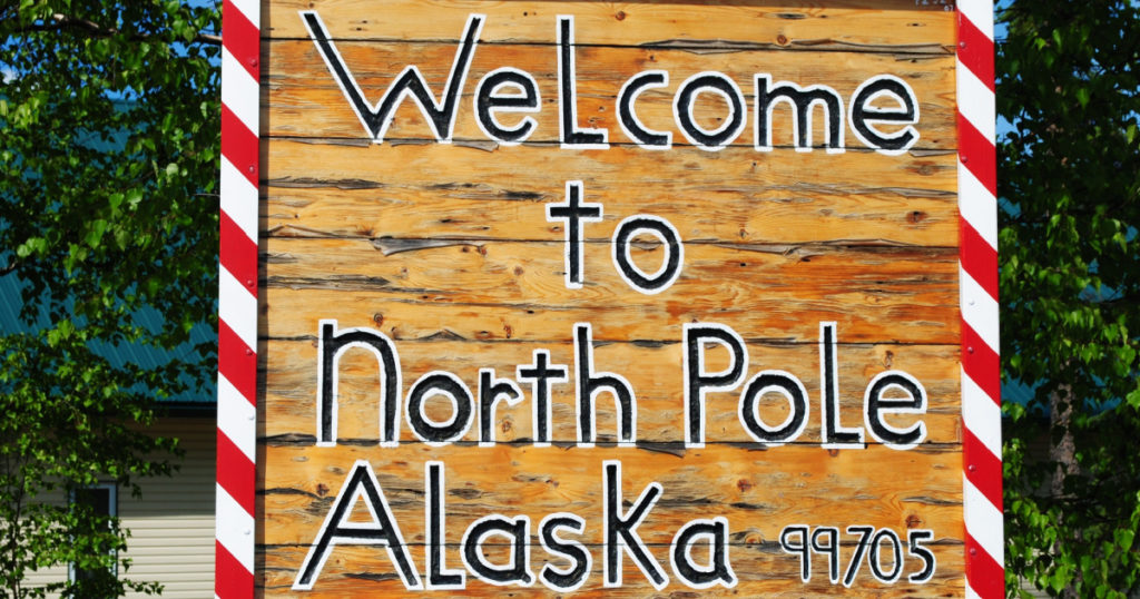 Welcome sign in North Pole, Alaska
