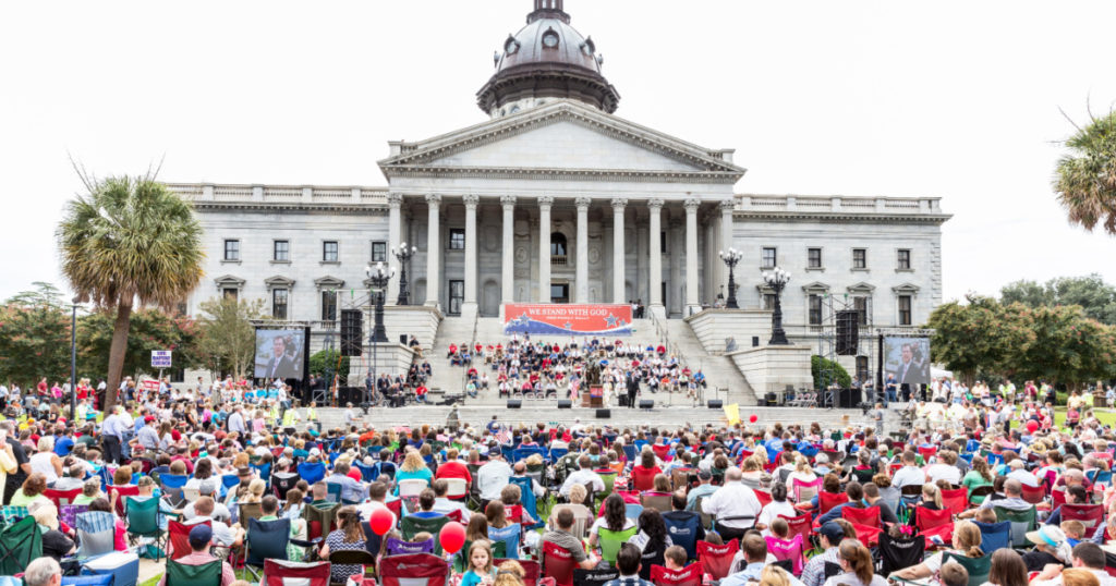9000+ people showed up for the Pro-Family Rally held at the S.C. Statehouse on 8/29/15 held by presidential hopefuls Ted Cruz and Rick Perry
