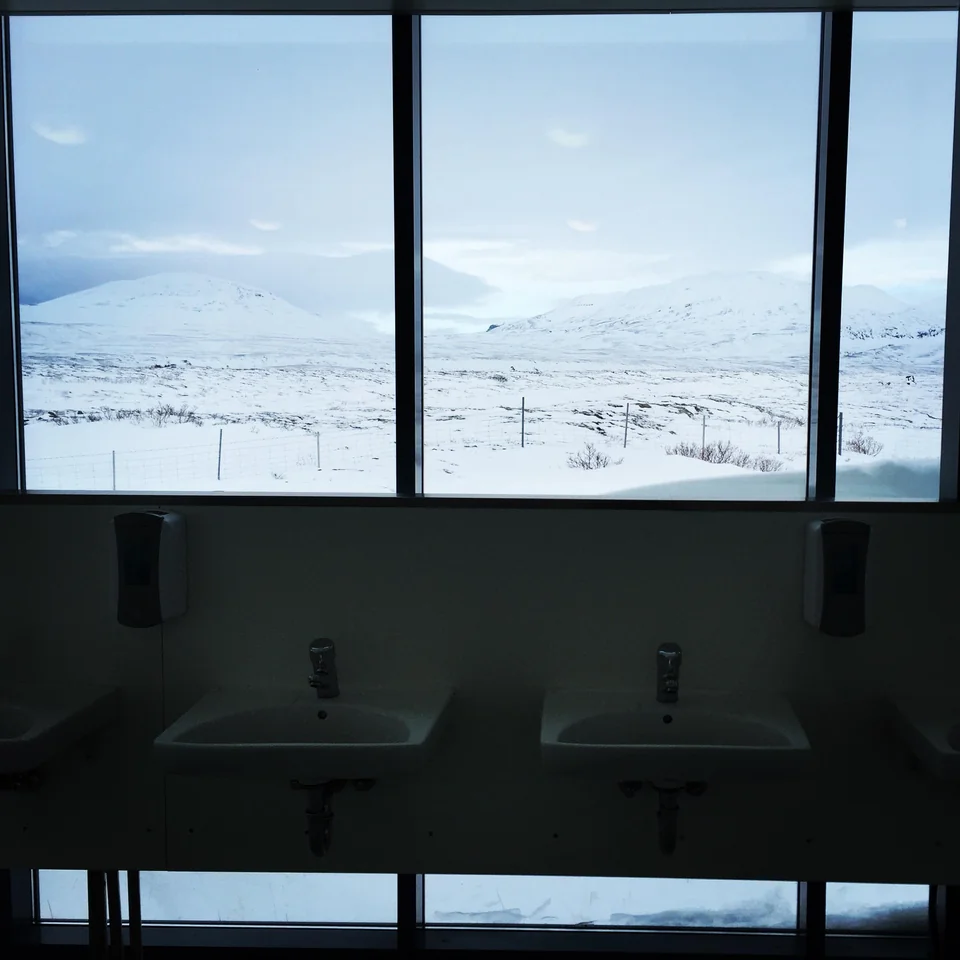 A view from a public restroom in Iceland.