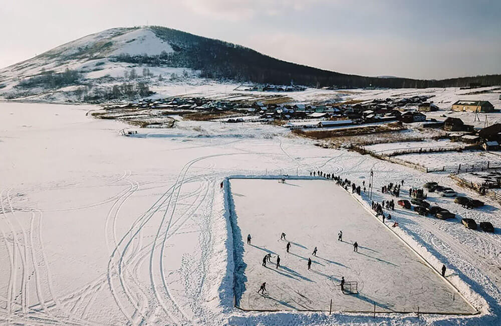 drone photography - Rural Ice Hockey In Russia