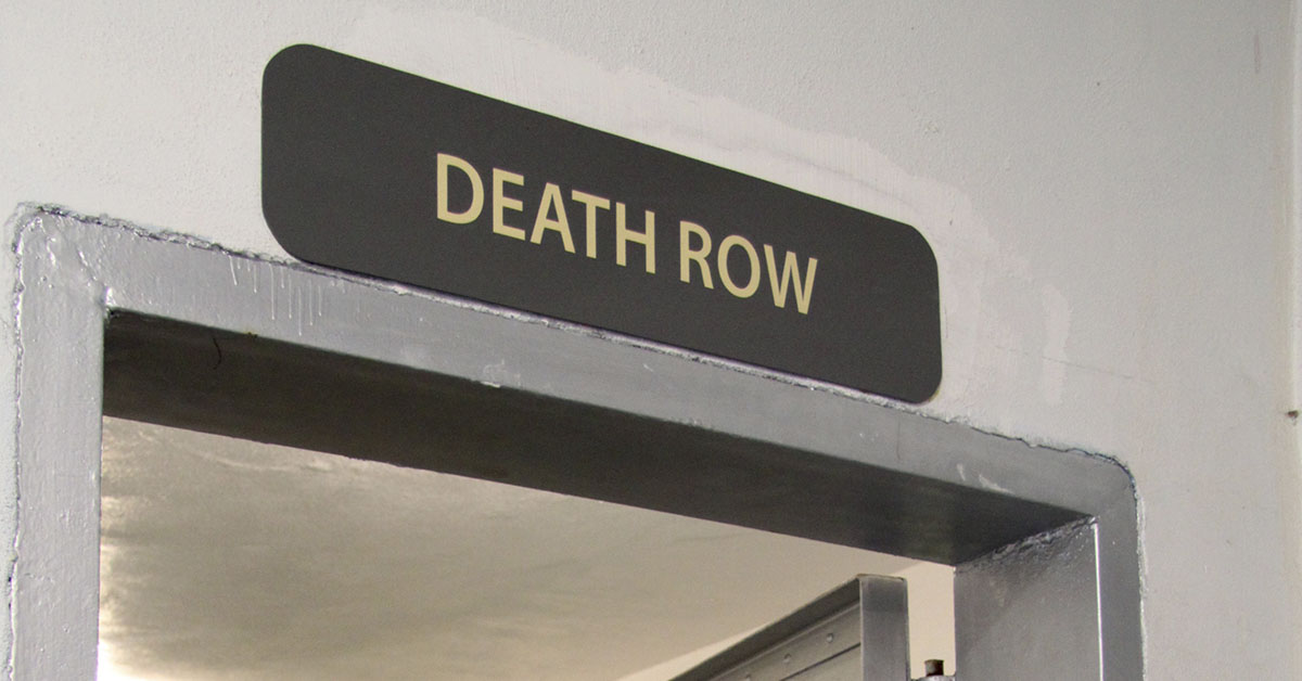 Death Row sign above door opening