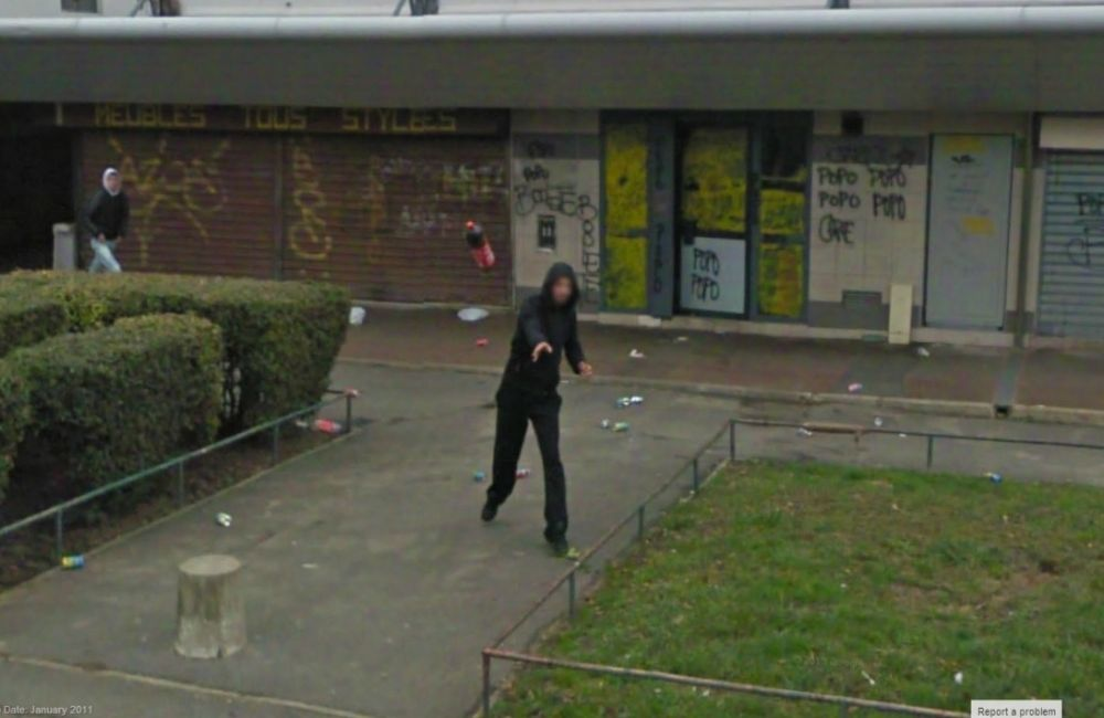 Not everyone's happy about Google Street View. This person decided to express their displeasure in a rather aggressive way.