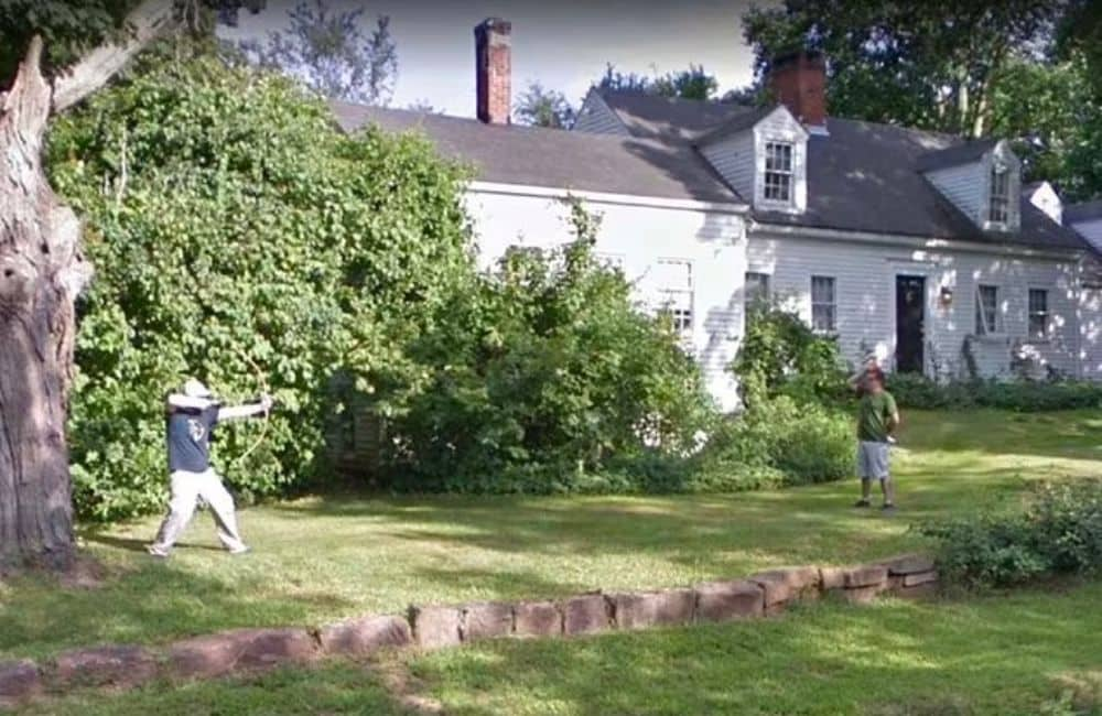 In Wallingford, a quaint New England town, a father and son recreated the famous William Tell moment.