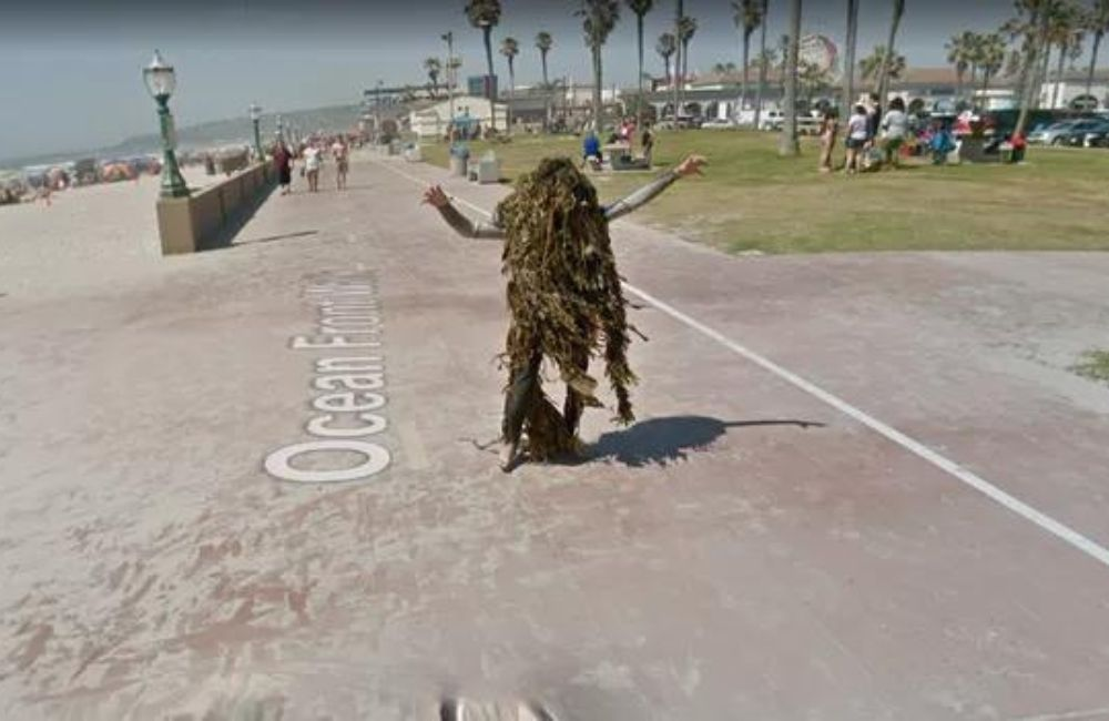 Down in San Diego's Mission Beach, you'll find all sorts of characters, including this Seaweed Monster. 