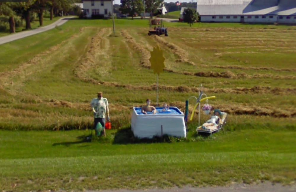 Taken in Harcourt, Ontario, Canada, this art setup is not what you'd expect to see outside a farm. 