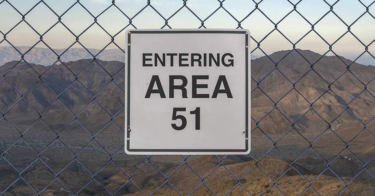 area 51 sign on fence