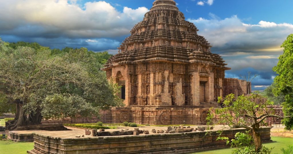 Ancient temple of the Sun God in Konark, Orissa, India. General view of temple