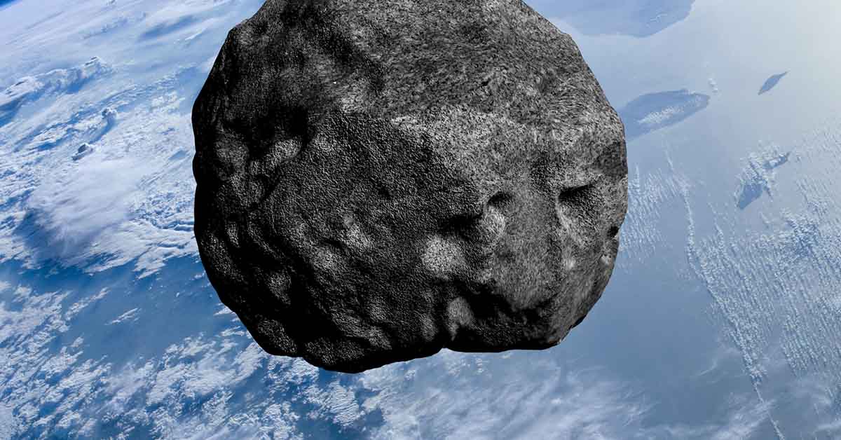 large asteroid orbiting Earth. 3d rendering