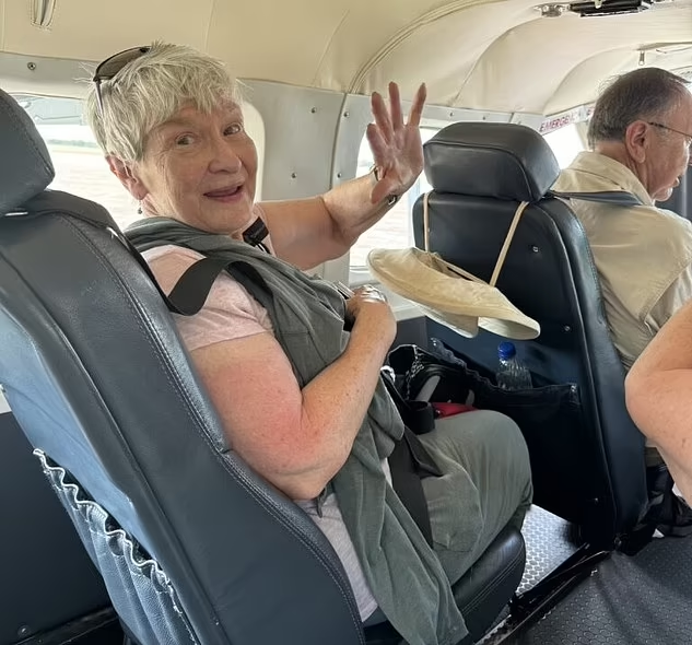 79-year-old Gail Mattison enjoying her Safari trip
