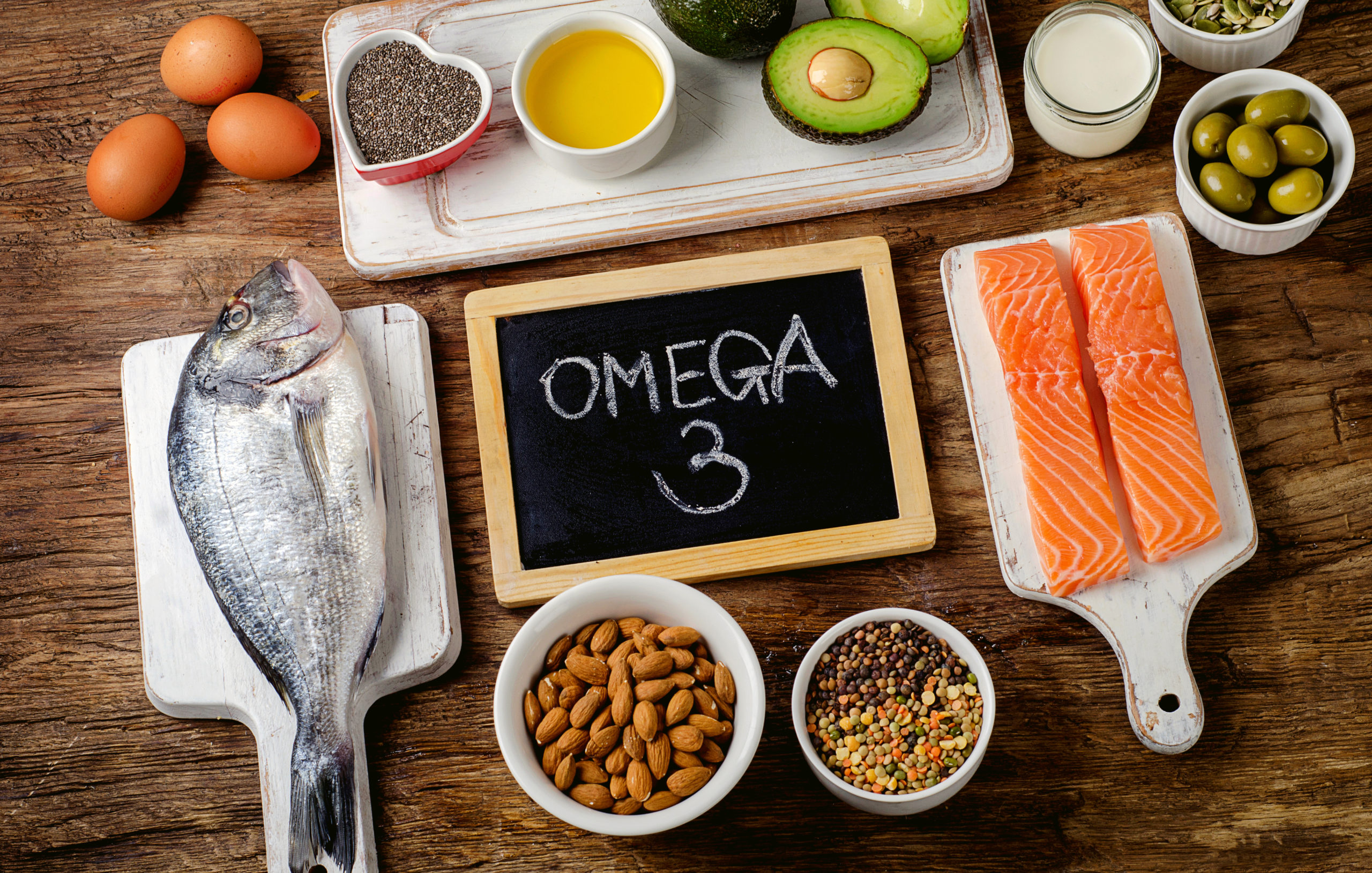 Food rich in omega 3 fatty acid and healthy fats. Healthy food concept